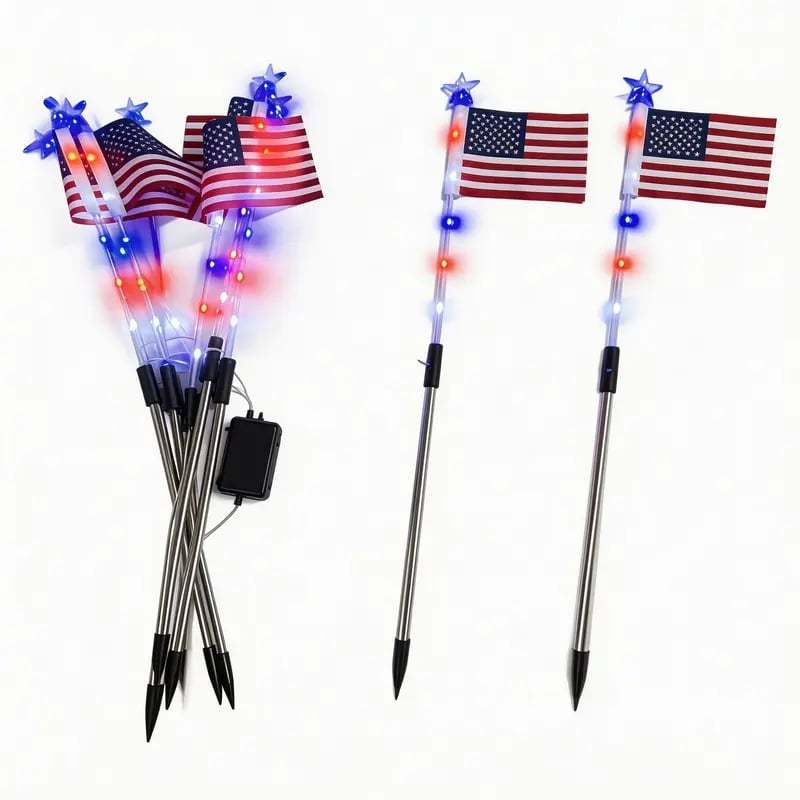 🔥Last Day 49% OFF🔥8 Solar American Flag Pathway Lights – Red, White & Blue Yard Glow for 250th Independence Celebration 🇺🇸✨