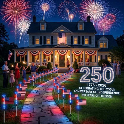 🔥Last Day 49% OFF🔥8 Solar American Flag Pathway Lights – Red, White & Blue Yard Glow for 250th Independence Celebration 🇺🇸✨