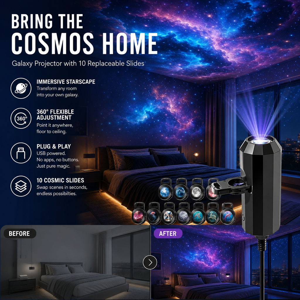 🔥Darolio® Plug-and-Play HD Galaxy & Ocean Projector Night Light🥳50,000+ Happy Users