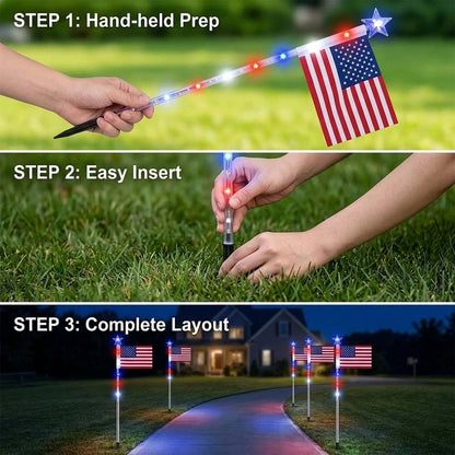 🔥Last Day 49% OFF🔥8 Solar American Flag Pathway Lights – Red, White & Blue Yard Glow for 250th Independence Celebration 🇺🇸✨